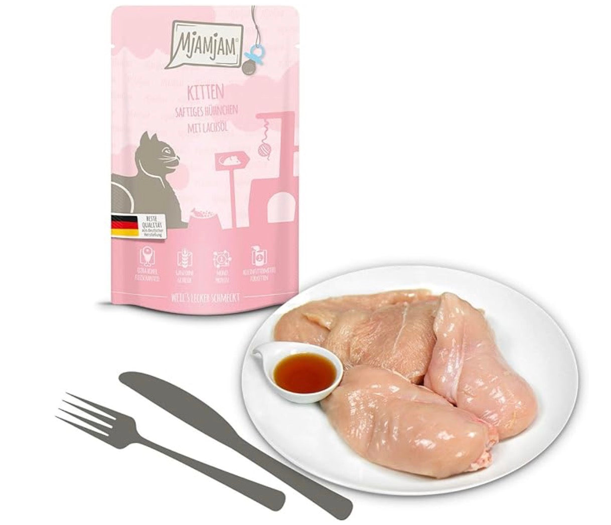 MjAMjAM - Juicy chicken in salmon oil for kitten 125g 