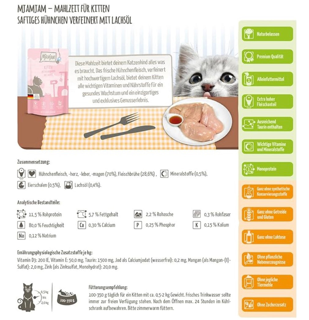 MjAMjAM - Juicy chicken in salmon oil for kitten 125g 