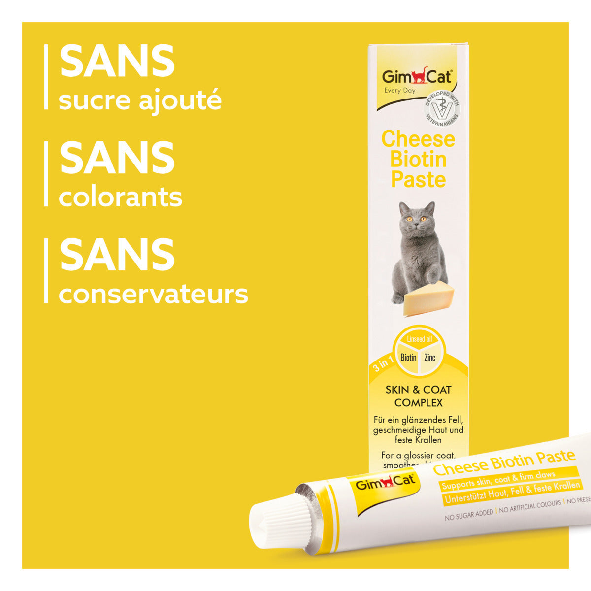 GimCat -  Pâte pour chat Fromage Biotine 200g