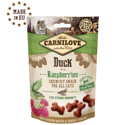 CARNILOVE - Friandises Crunchy Canard Et Framboises Pour Chat,for all cats, crunchy snack,for strong immunity, chat,