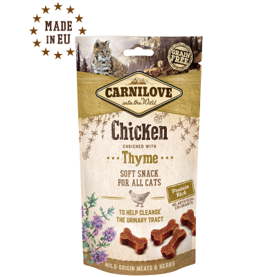 CARNILOVE - Friandises Semi-Humides Poulet & Thym Pour Chat, soft snack, to help cleanse the urinary  tract, Friandises pour chat