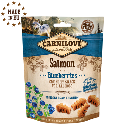 CARNILOVE - Friandises Crunchy Saumon Et Myrtilles Pour Chien,salmon,blueberries, crunchy snack, boost brain function,Friandises pour chien