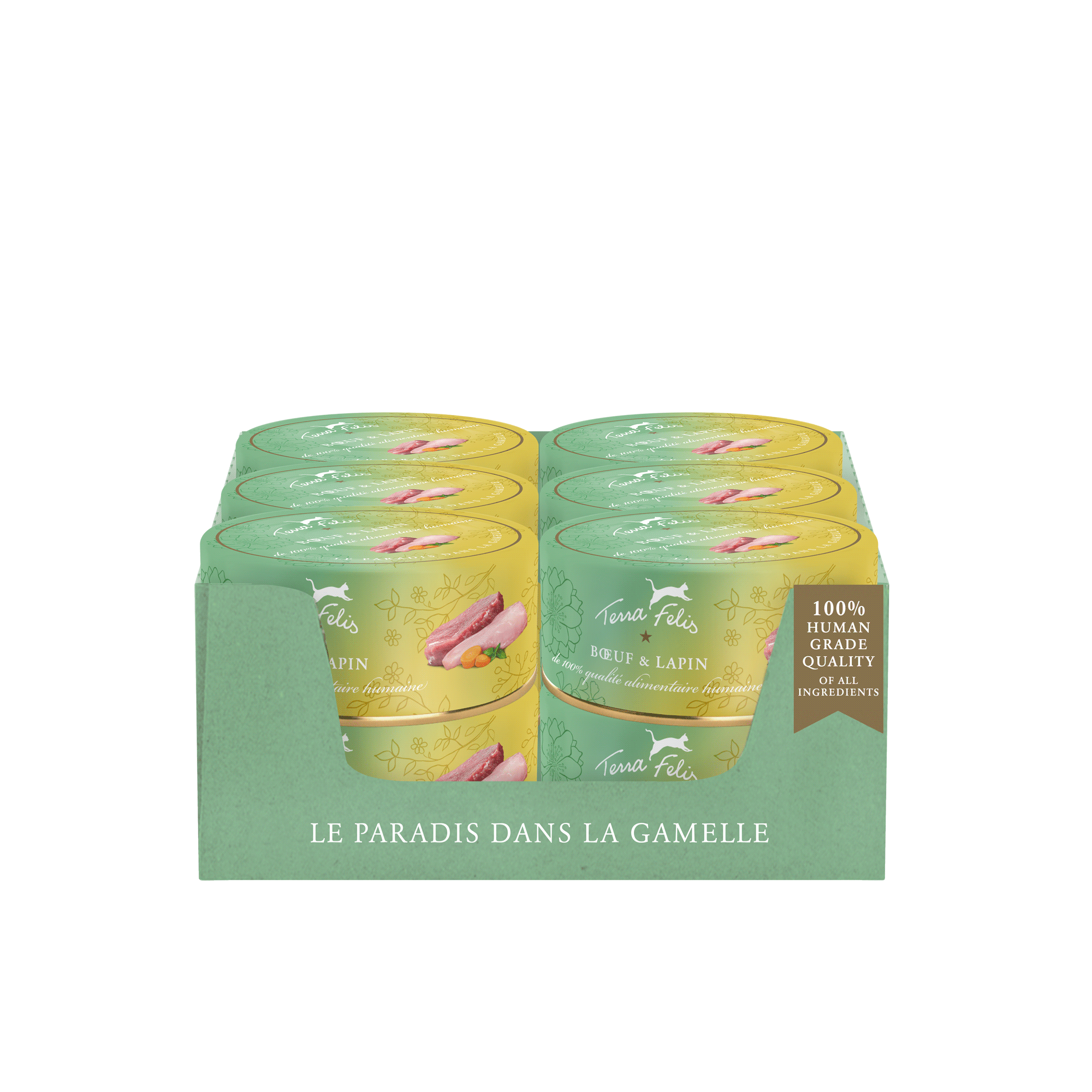 TERRA FELIS - Pâtée Bœuf Et Lapin Pour Chat 80g, 100% human grade quality of all ingredients