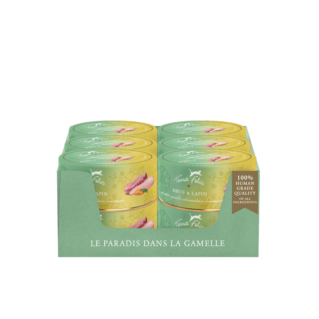 TERRA FELIS - Pâtée Bœuf Et Lapin Pour Chat 80g, 100% human grade quality of all ingredients