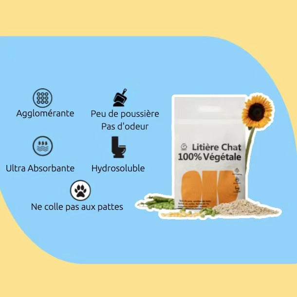 Litière pour chat 100% végétale Moogoo，100% NATURELLE，AGGLOMÉRANTE，PEU DE POUSSIÈRE, PAS D’ODEUR ,NE COLLE PAS AUX PATTES,HYDROSOLUBLE