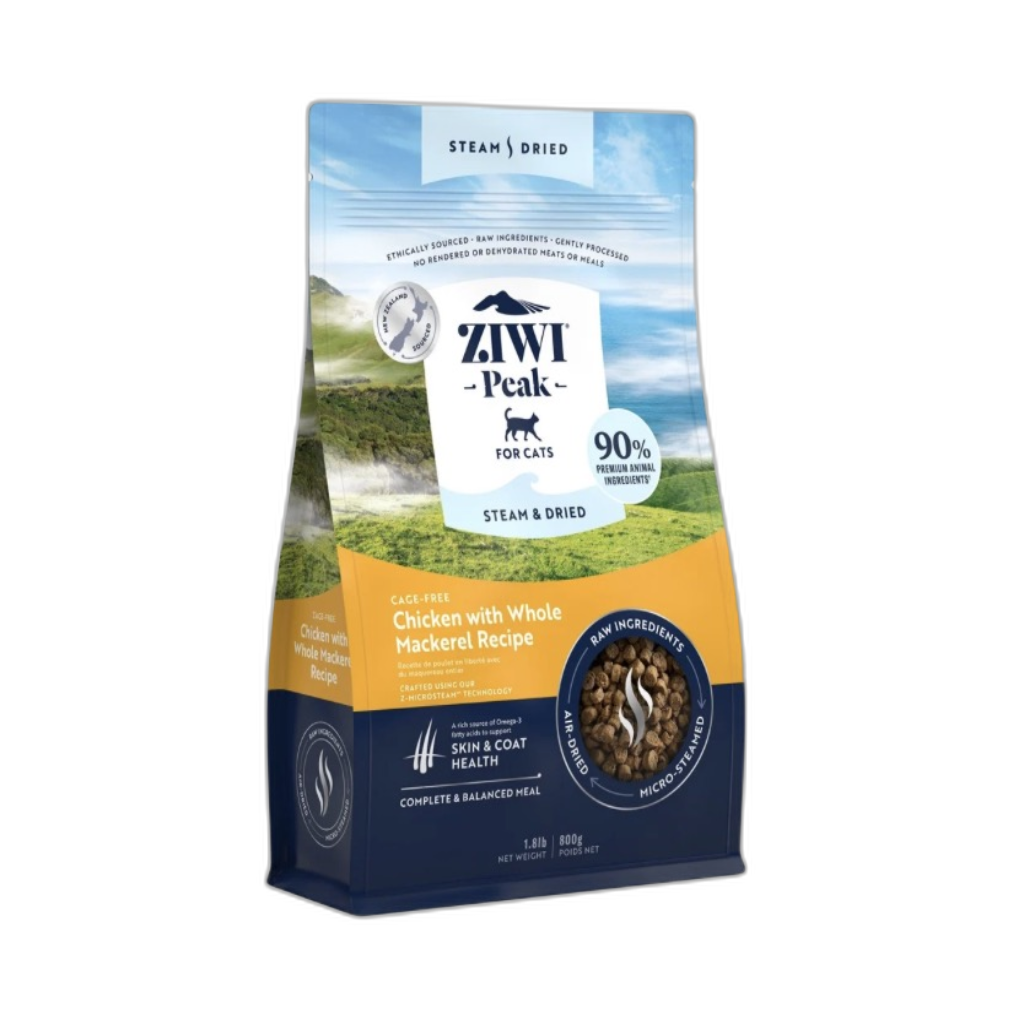 ZIWI - Steam&Dried - Recette du poulet au maquereau entier croquettes pour chats 800g