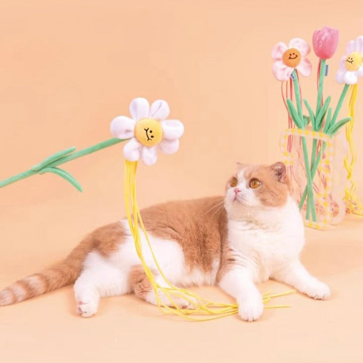 Jouet interactif Purlab - Plumeau fleurs pour chat